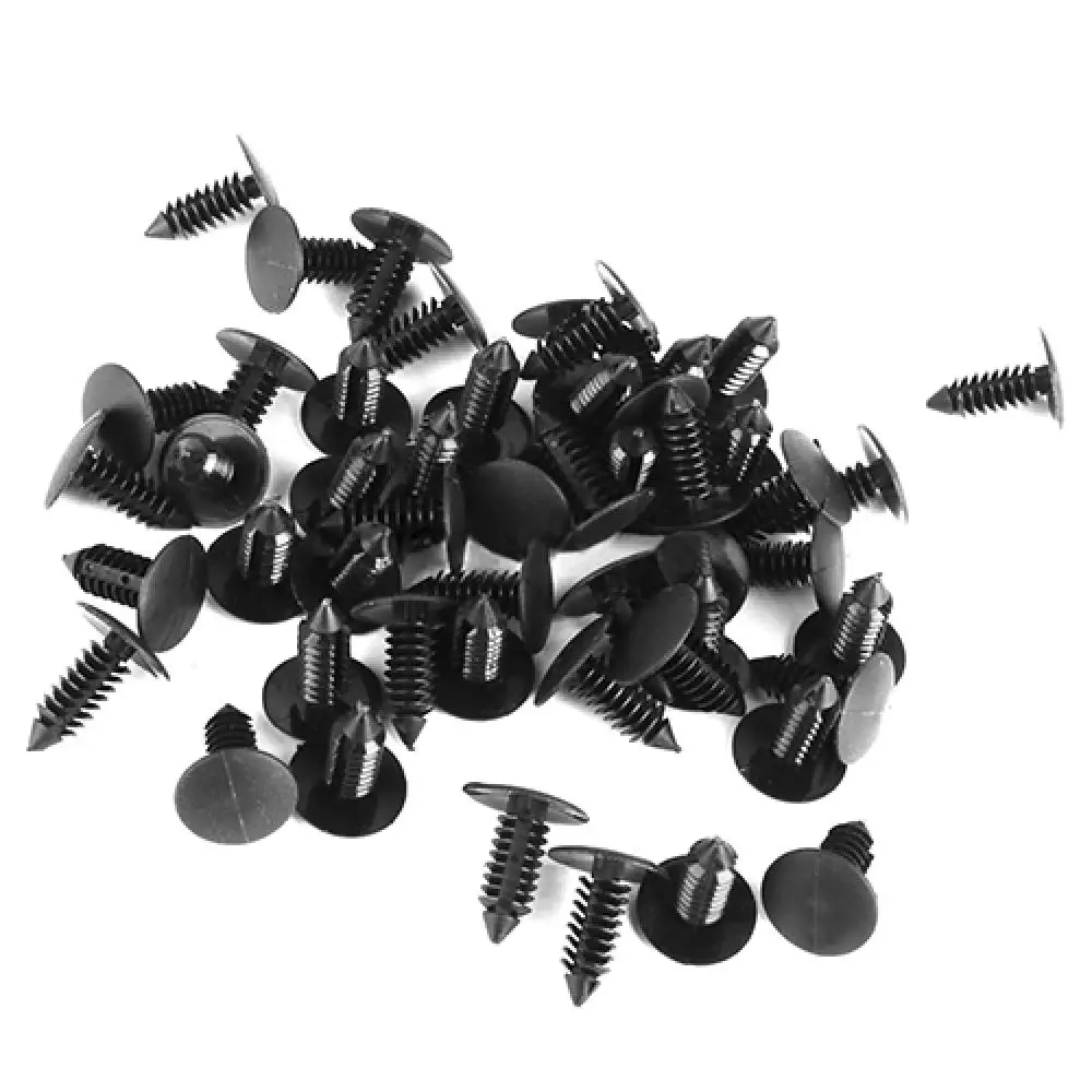 50x Black Nylon Tree Type Push Rivet Car Retainer Clips for Canopy Securing Hole Door Lined Cover Barbs Pin | Автомобили и