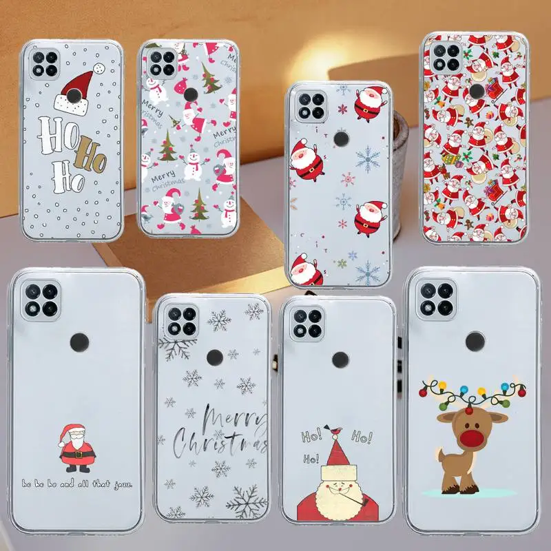 

Christmas Cartoon Santa Claus Elk Phone Case Transparent for Xiaomi redmi note 8 9 10 11 t lite pro ultra mix 4