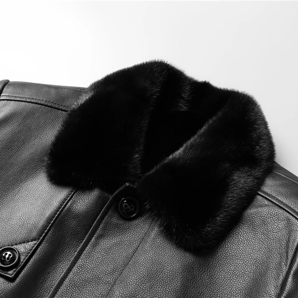 Роскошный норковый воротник черный мех норки с подкладкой из козьей кожи