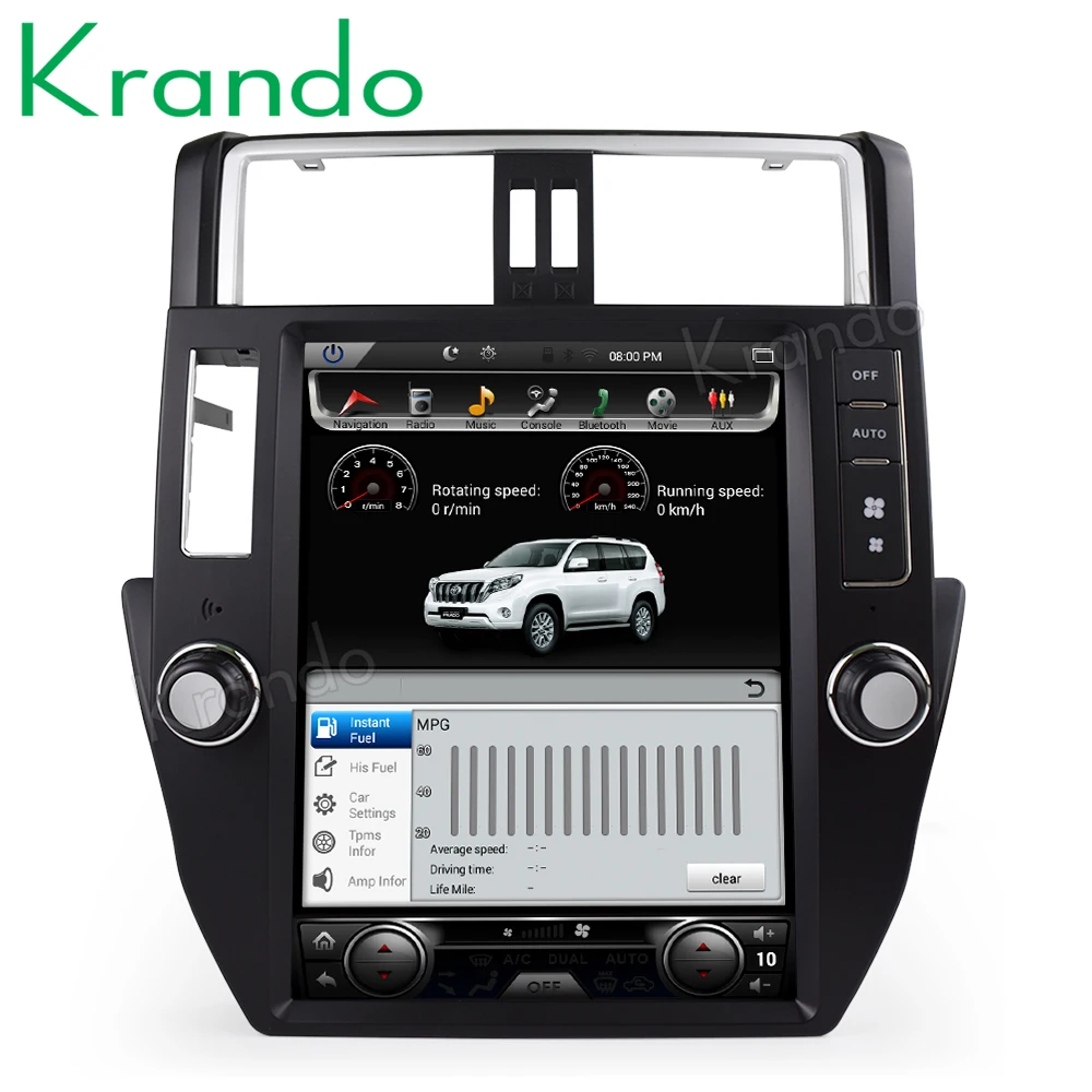 Автомобильный радиоплеер с большим экраном Krando Android 8 1 12 дюйма Тесла для Toyota Prado