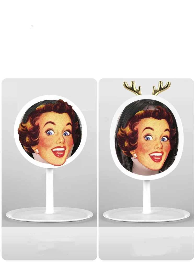 

Desktop Makeup Mirror with LED Light 90 Degree Rotation Dressing Table Vanity LED Light Cosmetic Mirror Beauty Tools