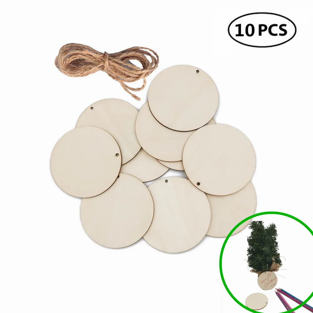 

10 шт., круглые деревянные кусочки 8 см с отверстиями