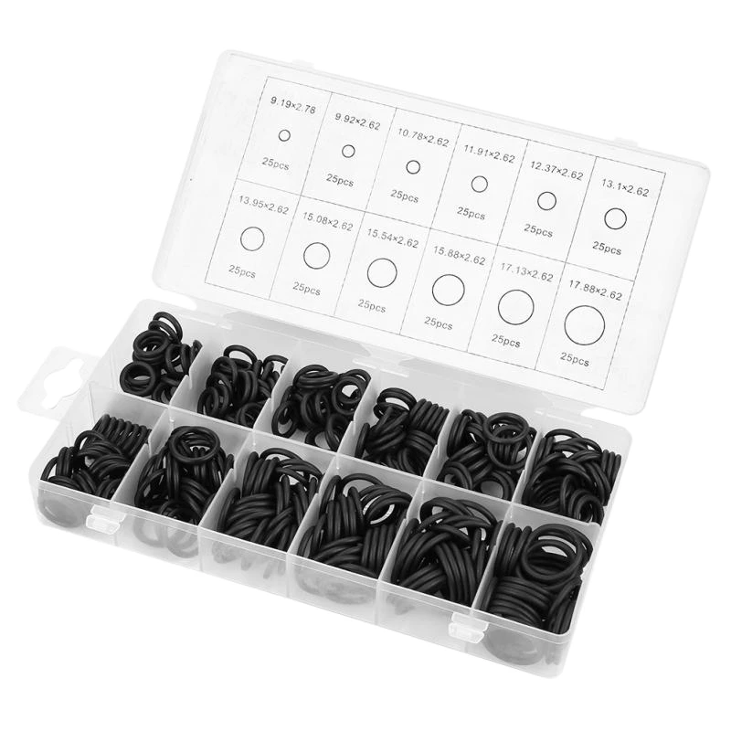 300Pcs/Set 12 SizesTap Washer Kit Holdtite Jumper Valves O Ring EC Body Washers Seals 9.19-17.88mm Black Oring | Обустройство дома