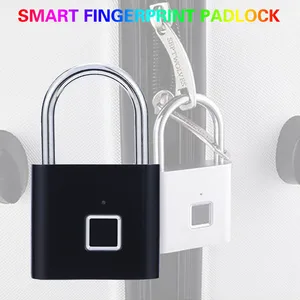suitcase bag luggage electronic fingerprint padlock office cabinet padlock intelligent thumbprint lock biometric smart lock usb free global shipping