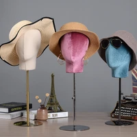 metal hat stands durable stable metal hat cap rack wigs holder soft cloth flannel head model