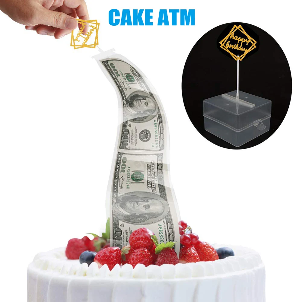 

Cake ATM Money Box Pulling Safe Decorations Surprise Gift for Birthday Party B99