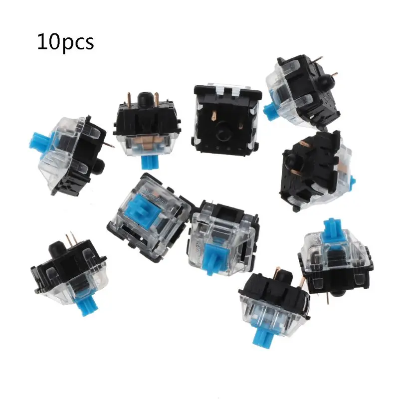 

10Pcs/pack Mechanical Keyboard Gateron MX 3 Pin Blue Switch Transparent Case for Keyboard Cherry MX Compatible