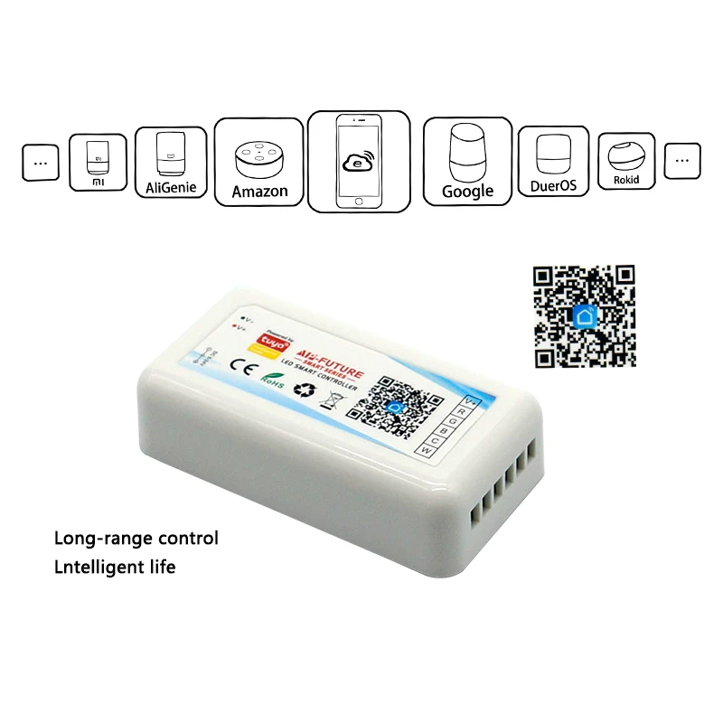 TUYA Smart life APP Wifi контроллер DC12V 5050 RGB + CCT Цветовая температура регулируемый