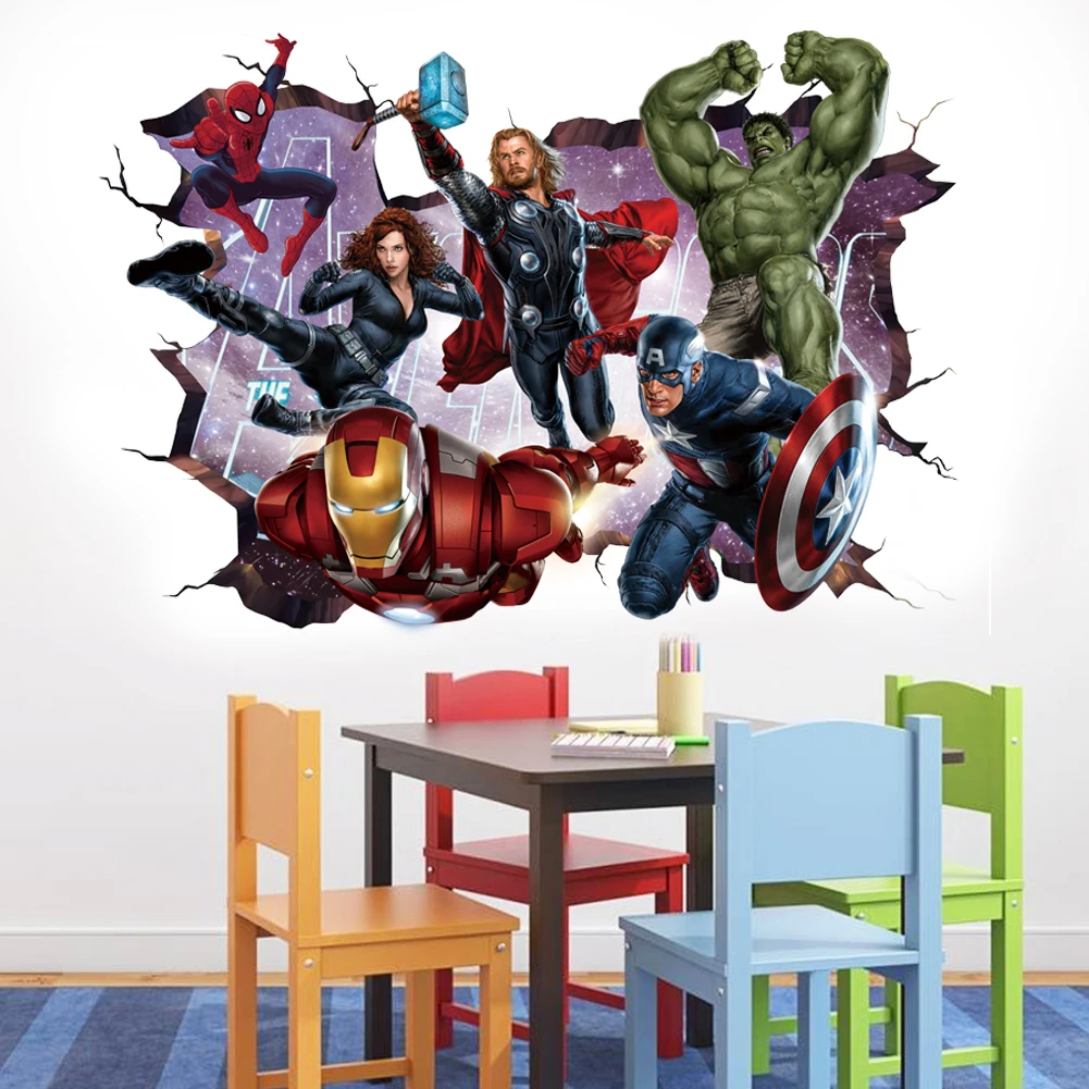 3D Мстители наклейки на стену гостиной спальни украшения стены супер герой постер