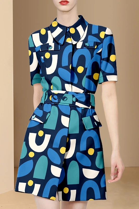 

European and American western style summer dress 2021 new fashion short-sleeved dress design niche slim shirt skirt