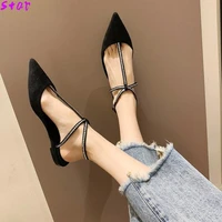 2021 summer sexy ladies sandals one word buckle rhinestone light womens shoes pointed toe flat casual all match womens sandals