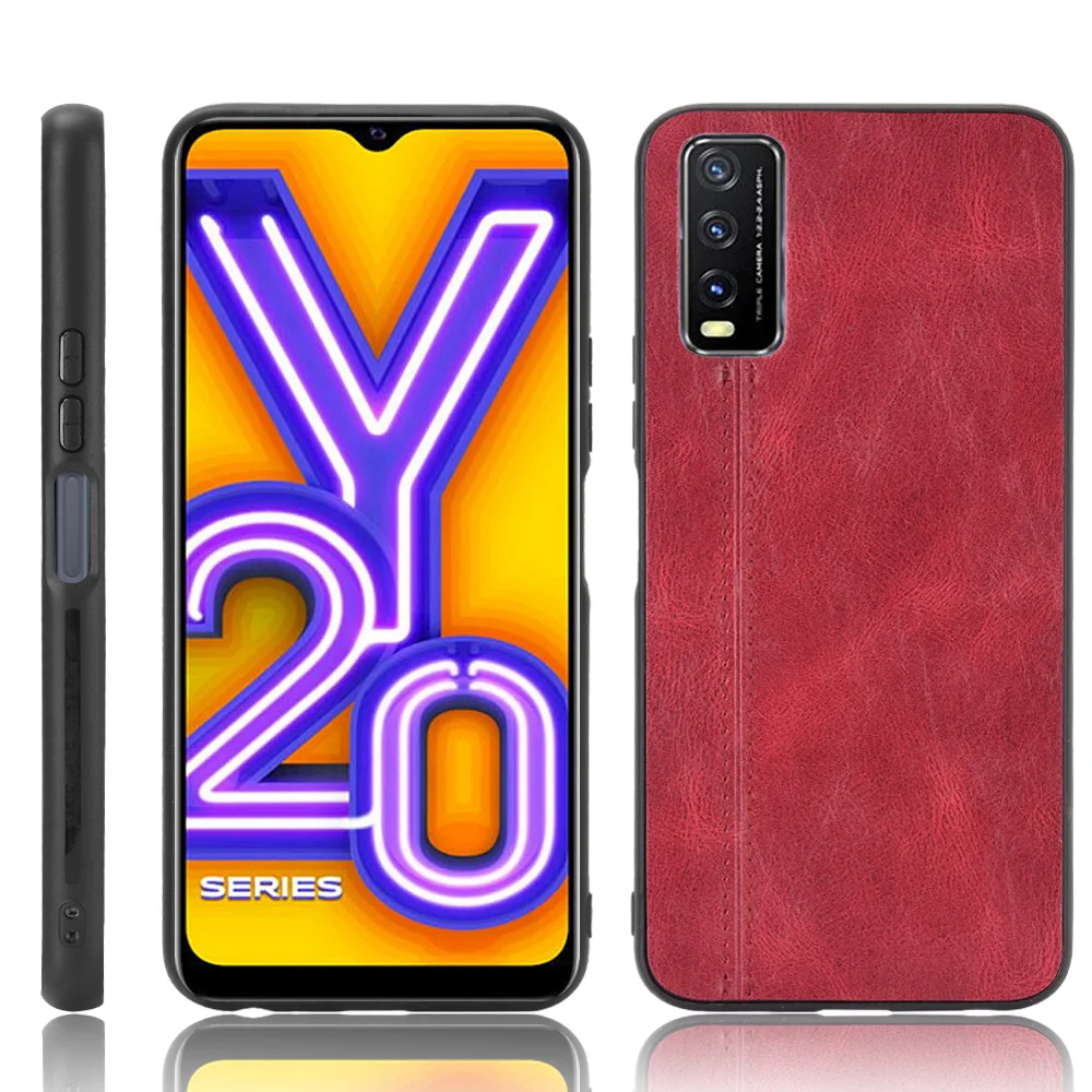 

Vivo Y20 Case VIVO Y20i Suture Calfskin Soft Edge PU Leather Hard Phone Bag Cover For vivo Y20 Y 20 I Back Case