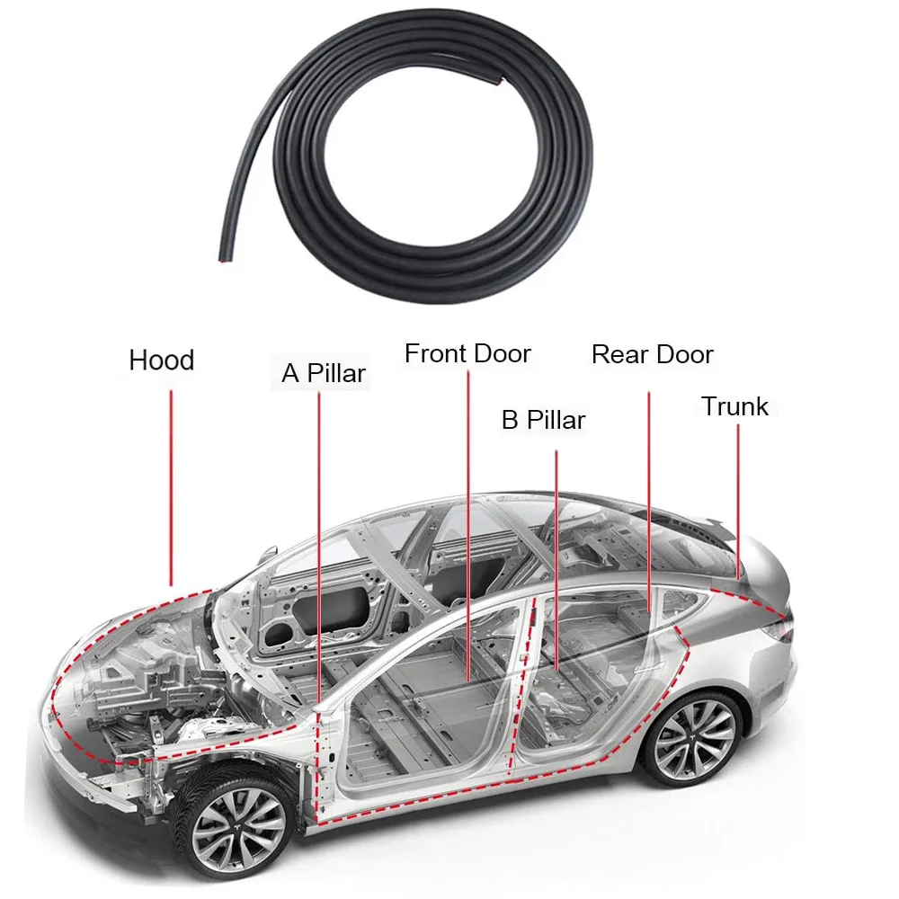 

FOR Tesla car Door Seal Kit Soundproof Rubber Weather Draft Wind Noise Reduction Strip Sealing Kit for Tesla Model 3 Model S X Y