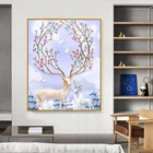 Рукоделие, Набор для вышивки крестиком сделай сам вертикальной версии богатых оленей, Набор для вышивки крестиком, домашняя стена с фиолетовым оленем Сика Heco