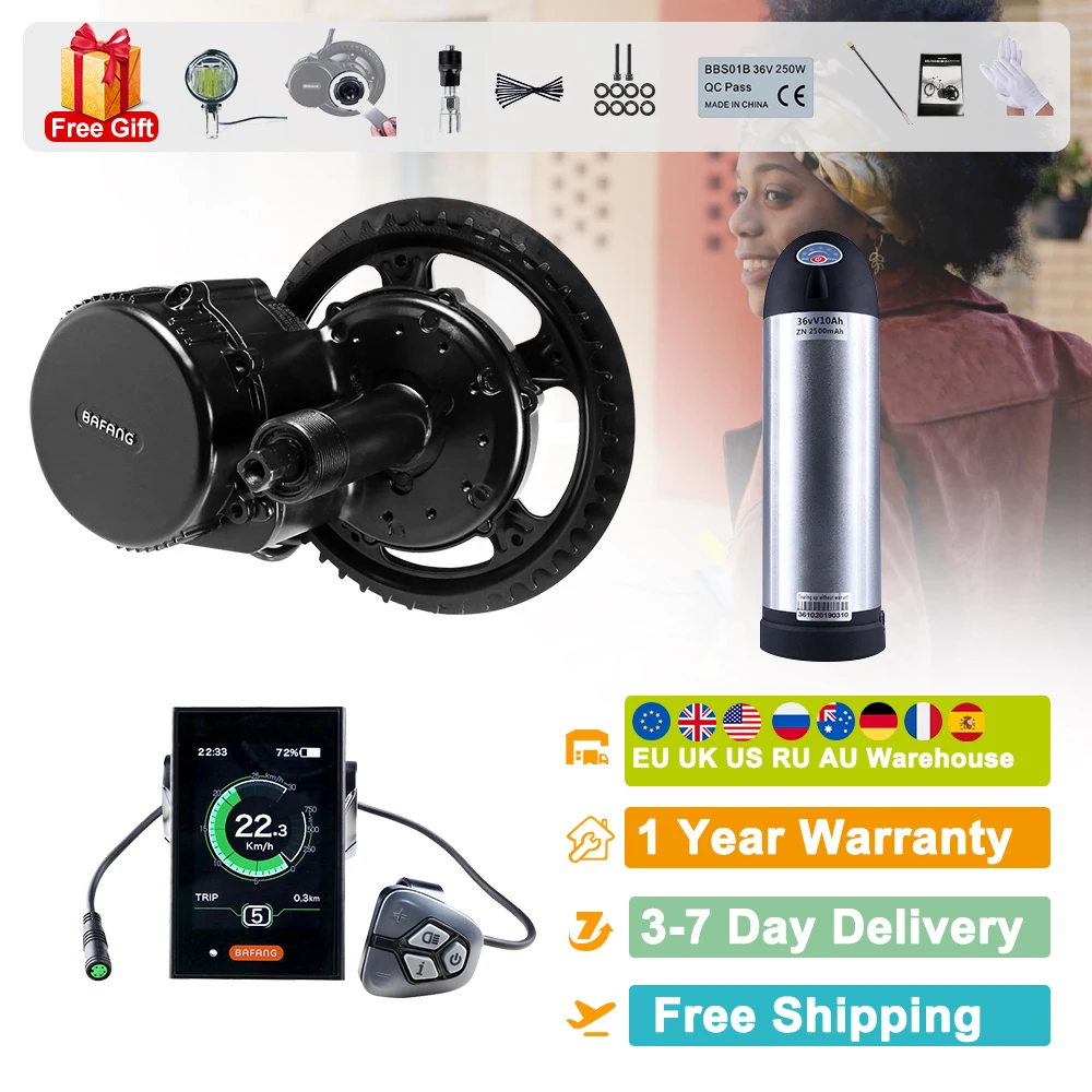 

Набор для электровелосипеда Bafang, 36 В, 500 Вт, с аккумулятором на 10 А BBS02B BBS02