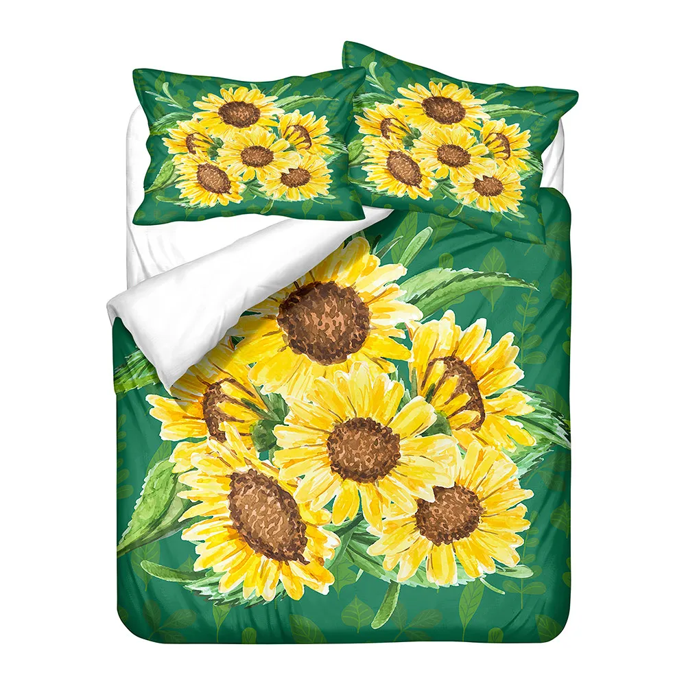 

3D Floral Duvet Cover Sunflower Bedding Set Adults Comforter Bedding Sets (No Bed Sheet) for Kids Bedroom Single Queen Size