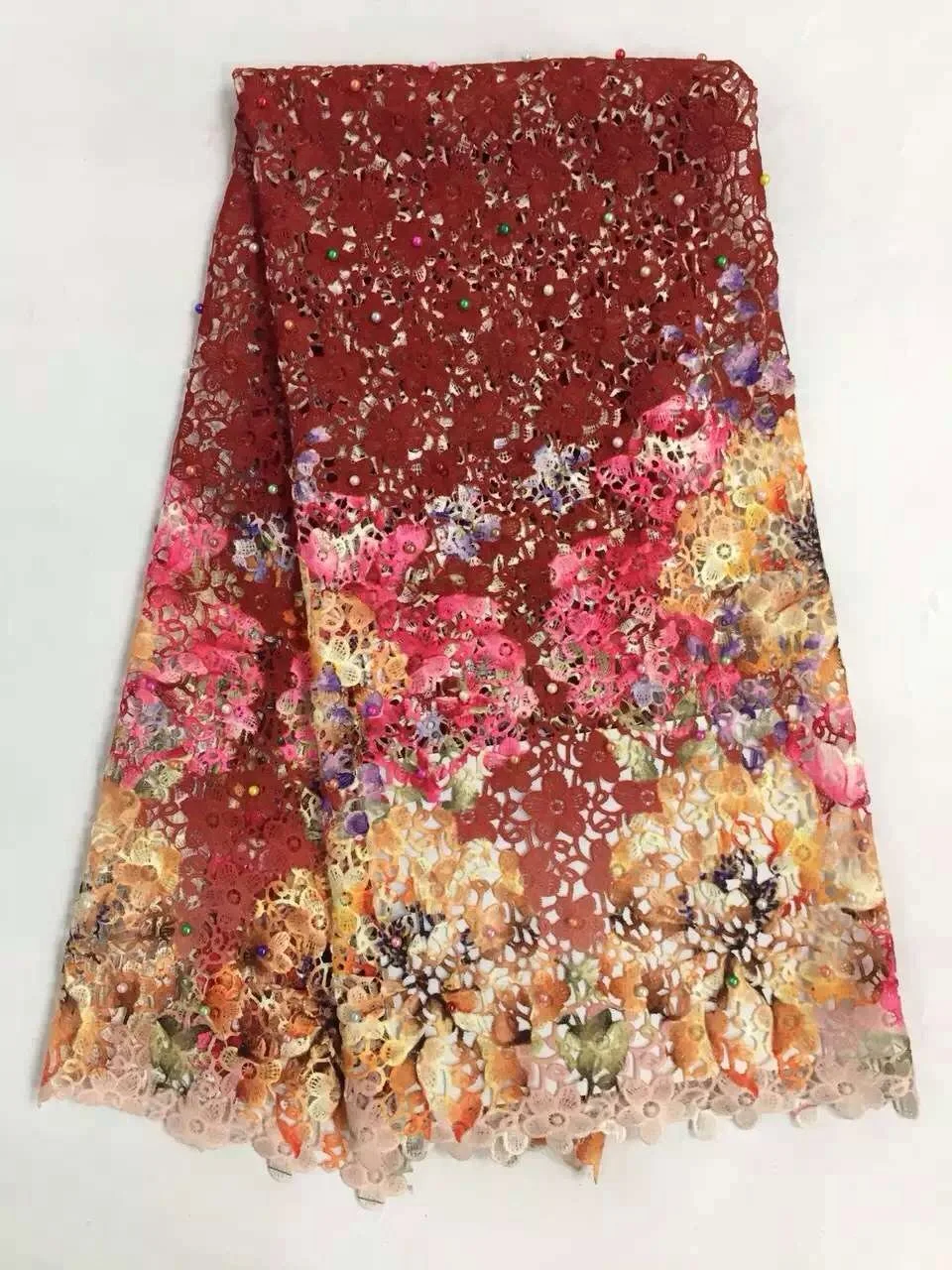 

African Cupion Lace Fabric with Nice Flower Latest High Quality African Cord Laces 2021 for Wedding Dress Sewing VS-R961