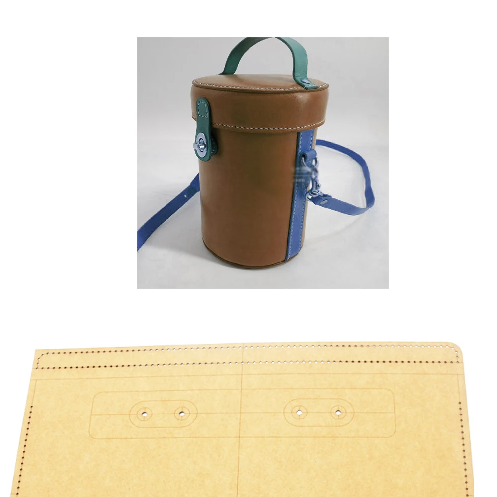 

Diy Leather craft women small bucket shoulder bag sewing pattern english version 500gsm kraft paper template 12.5x18cm
