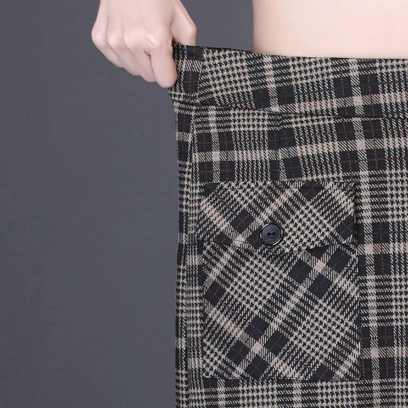 

2021 Spring & Autumn New Retro Plaid High Waist Slim Sexy Split Stretch All-match Casual Women A-line Mid Skirt Free Shipping