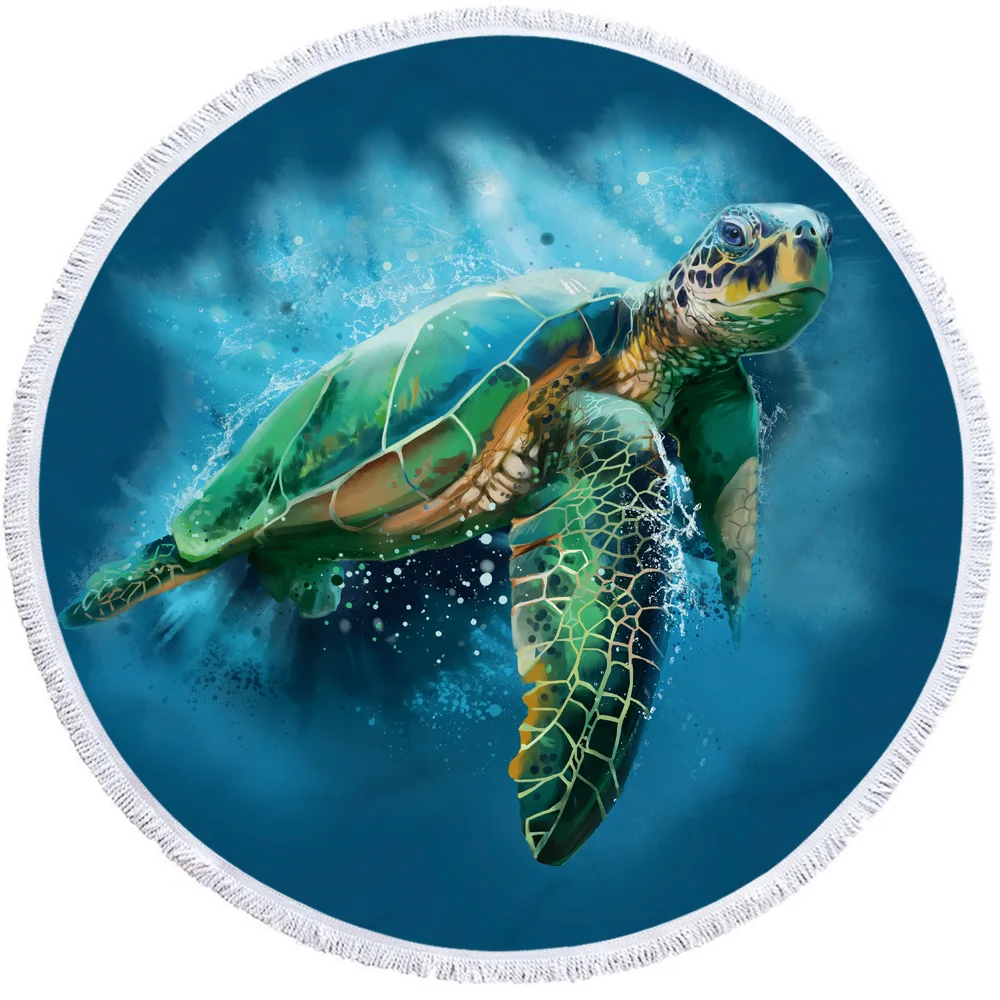 Морская черепаха круглое пляжное Полотенца карта круг пляжный коврик Roundie