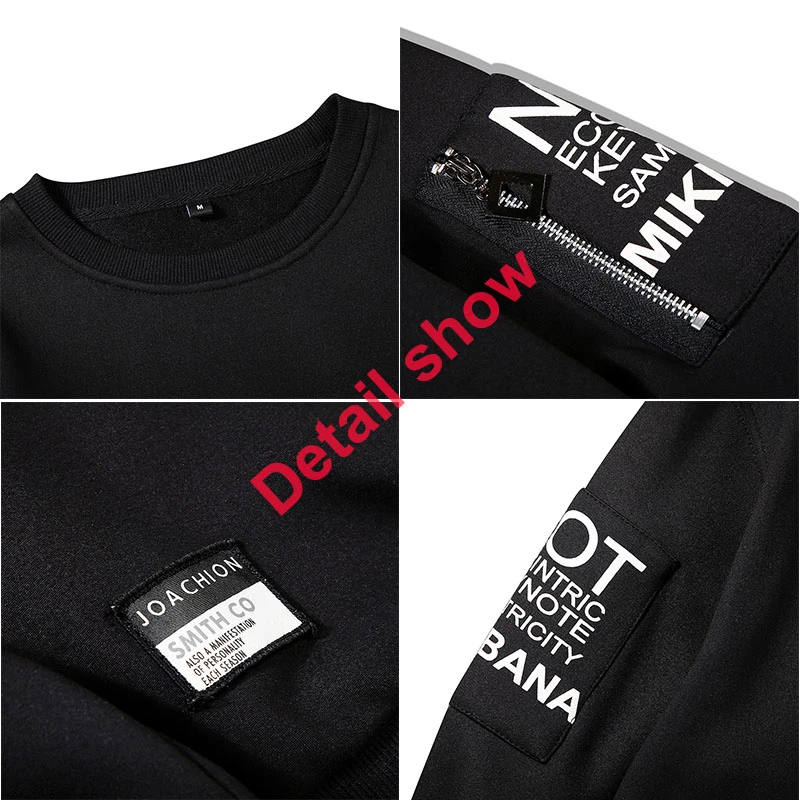 

2021 New Men Sweatshirt Casual Hip Hop Autumn Solid Patchwork Hoodies Male Top Letter Print O-Neck Pullovers Sweatshirt Clothing