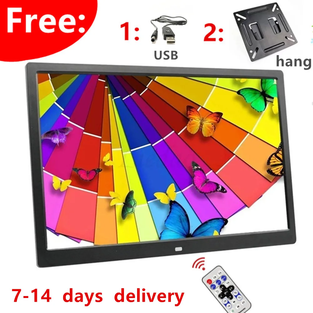 

FREE Good gift 15 Inch LED Backlight HD 1280*800 Full Function Digital Photo Frame Electronic Album digitale Picture Music Video