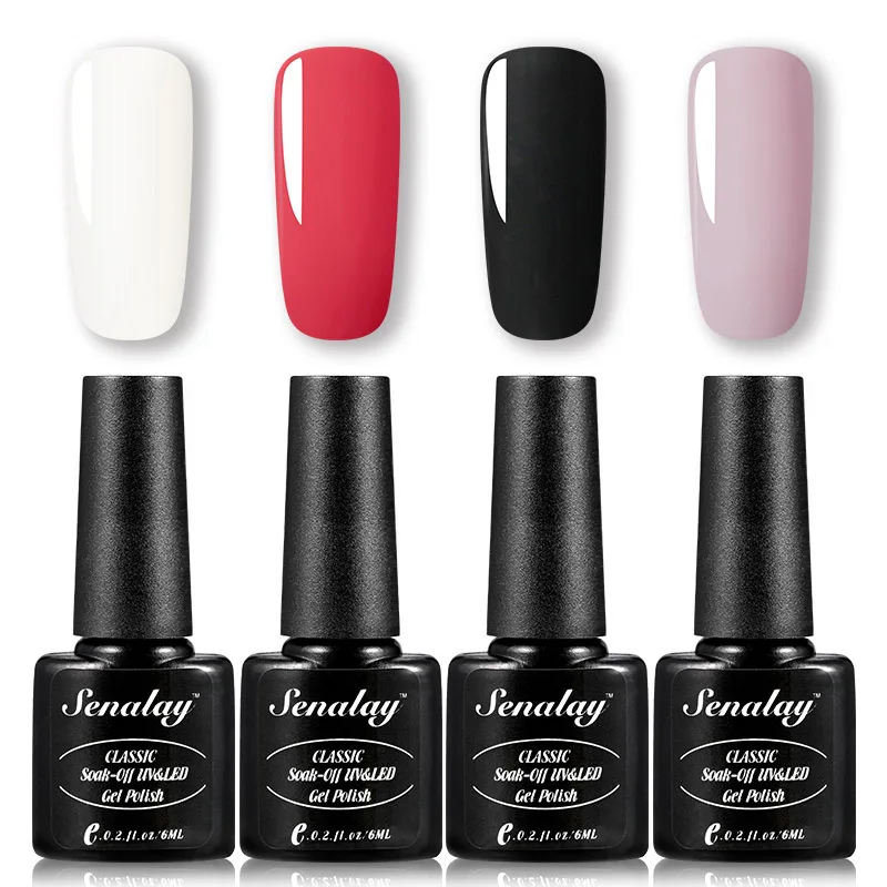 Набор гель-лаков SENALAY для ногтей 4 шт./6 шт. полуперманентный снятие топовым покрытием UV аксессуарами поли-арт гибридными лаками.