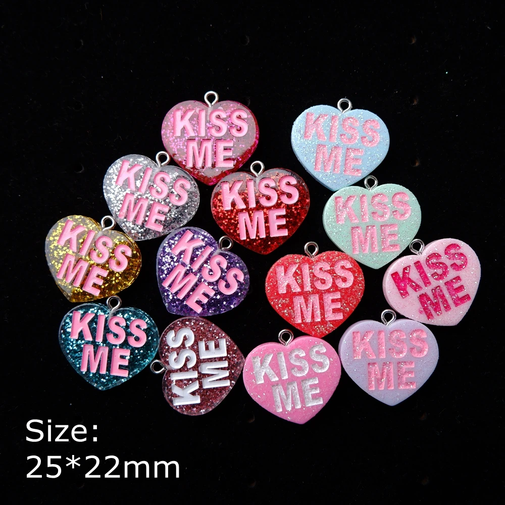 Подвески в виде сердца Kiss Me для украшения браслетов ожерелий сережек брелоков