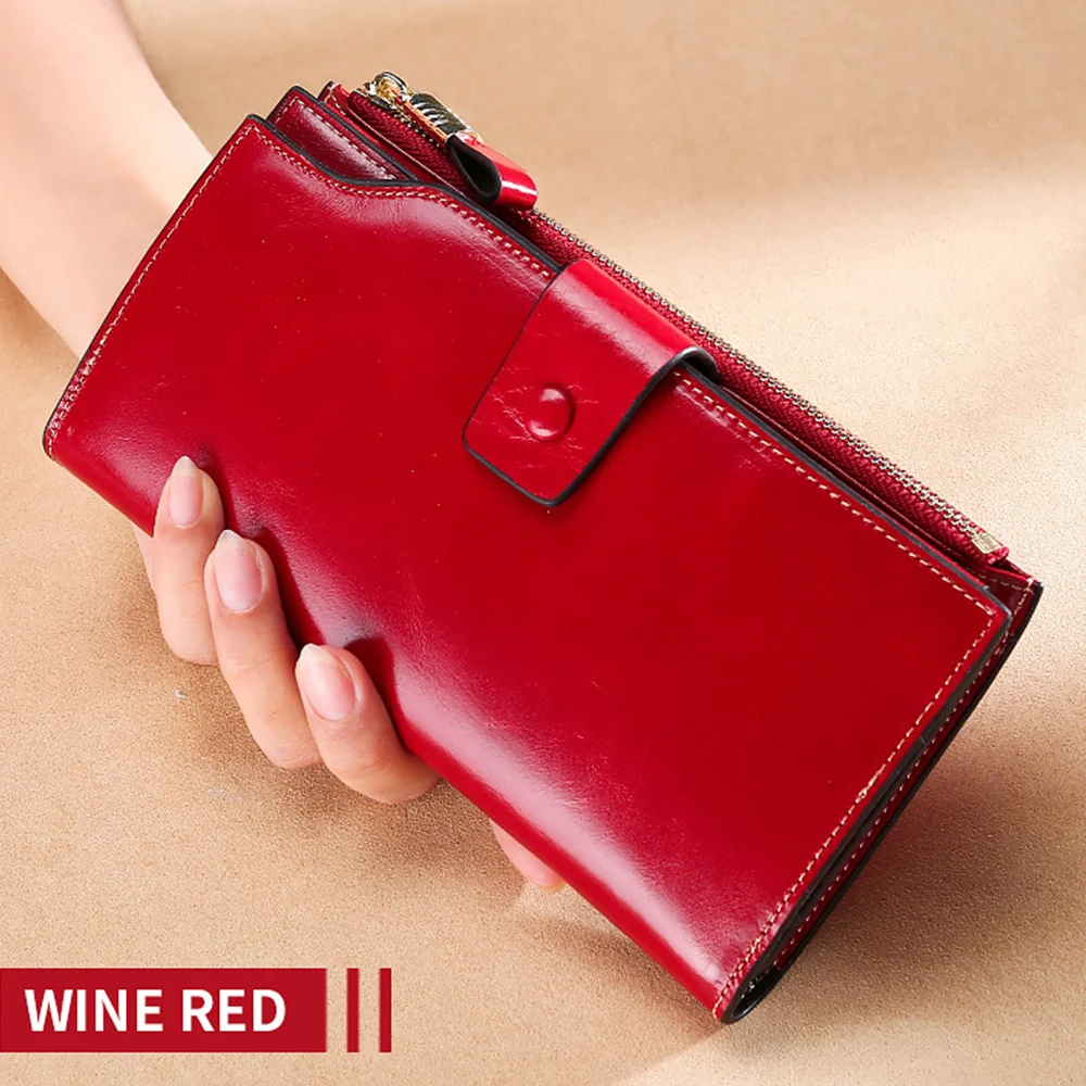 Фото - RFID Blocking Genuine Leather Women Wallet Long Lady Leather Purse Brand Design Luxury Oil Wax Leather Female Wallet Coin Purse [sanyi]new brand leather coin wallet