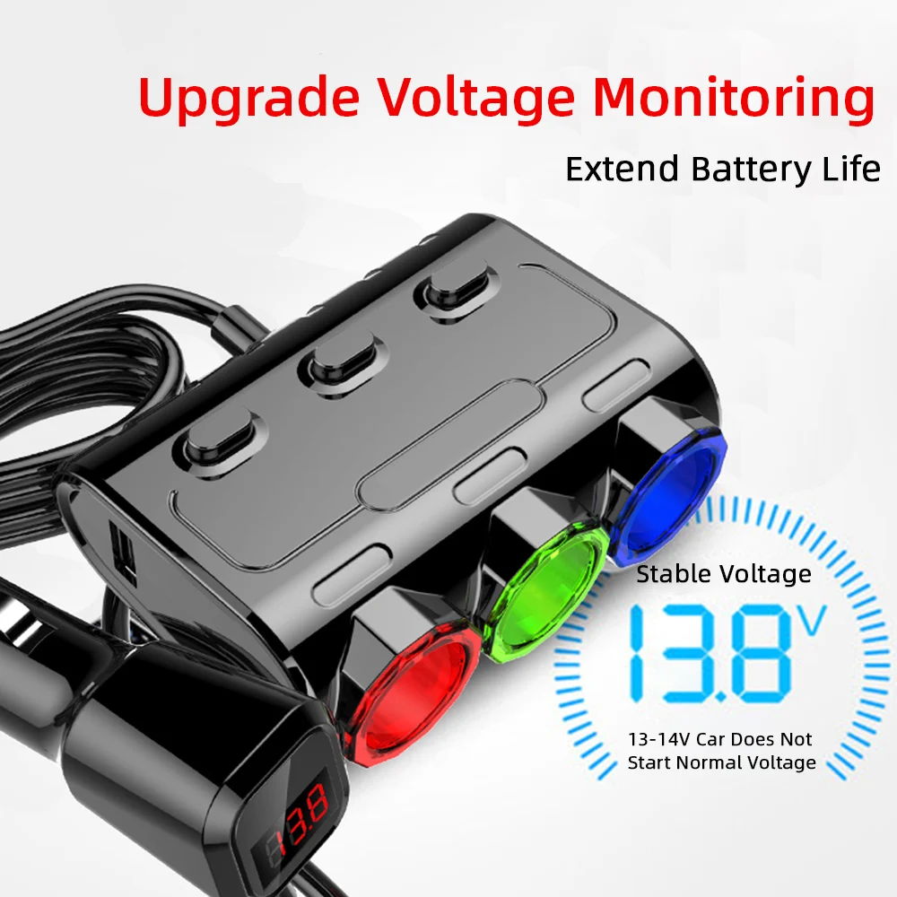 Двойное зарядное устройство USB адаптер питания прикуриватель Вольтметр для