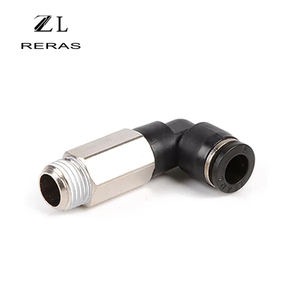 Черный PLL Удлиненный тип Пневматический мужской локоть соединитель трубка