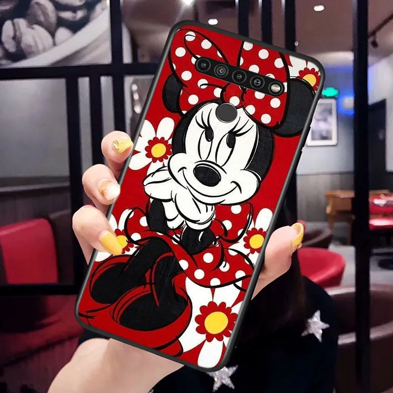 Black Soft Minnie Mouse For LG K92 K62 K52 K42 K31 K22 K71 K61 K51S K41S K30 K20 G8 G8S G8X ThinQ Phone Case