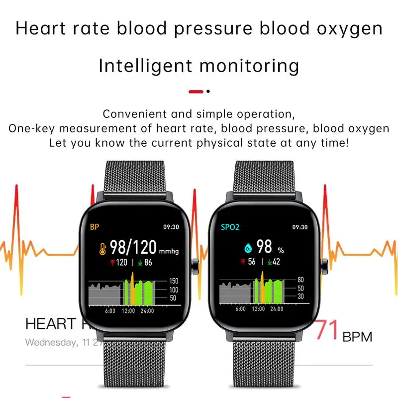 

2021 New Color Screen Smart Watch Women men Full Touch Fitness Tracker Blood Pressure Smart Clock Women Smartwatch for Xiaomi