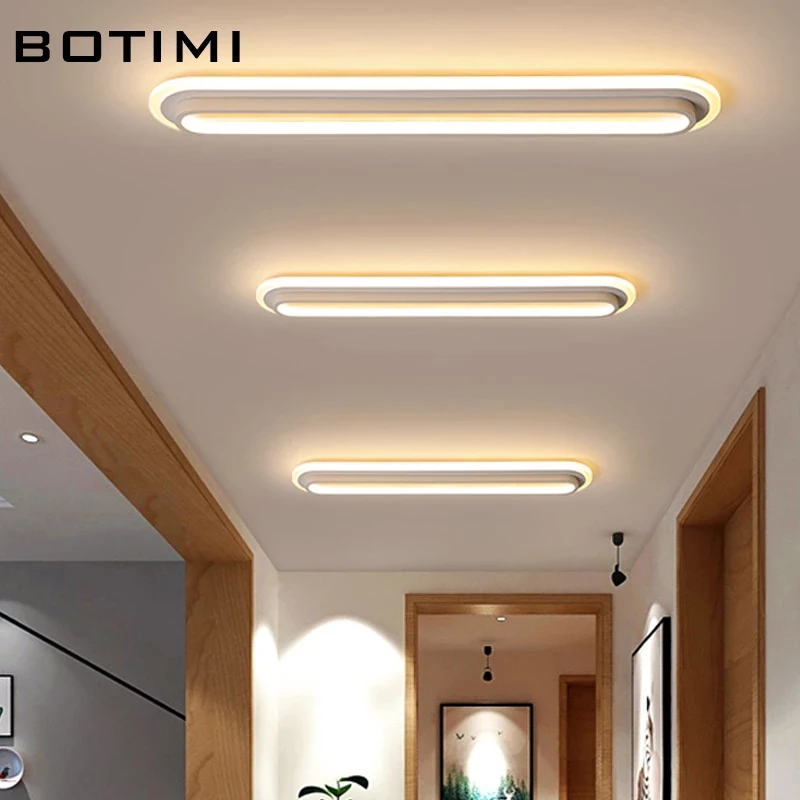 

BOTIMI Rectangle 220V LED Ceiling Lights For Corridor Modern White Surface Mounted Dressing Room Lamps Simple Office Lighting