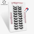 2510 пар 3D норковые магнитные ресницы натуральные длинные накладные ресницы жидкая подводка для глаз и Пинцет Набор мягких ресниц ручной работы макияж