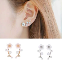 elegant jewelry 1 pair party ear stud women fashion pearl flower gift earrings