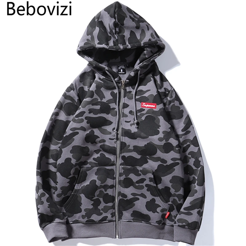 Bebovisi мужской Harajuku хип хоп камуфляжное худи Толстовка уличная зеленый серый