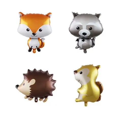 Мультяшные воздушные шарики в виде животных фольга Ежик лиса белка енот Глобус