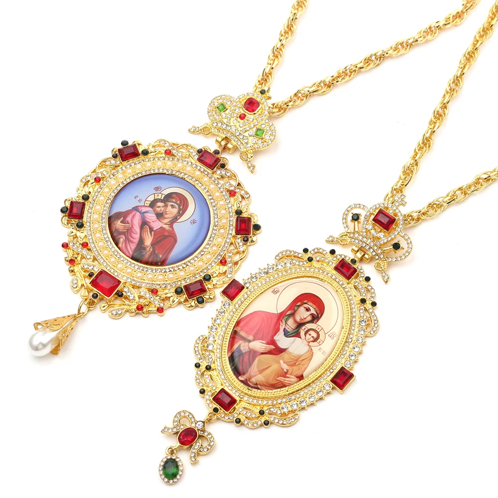 Закругленный грудной крест православный дизайн икона византийского распятия