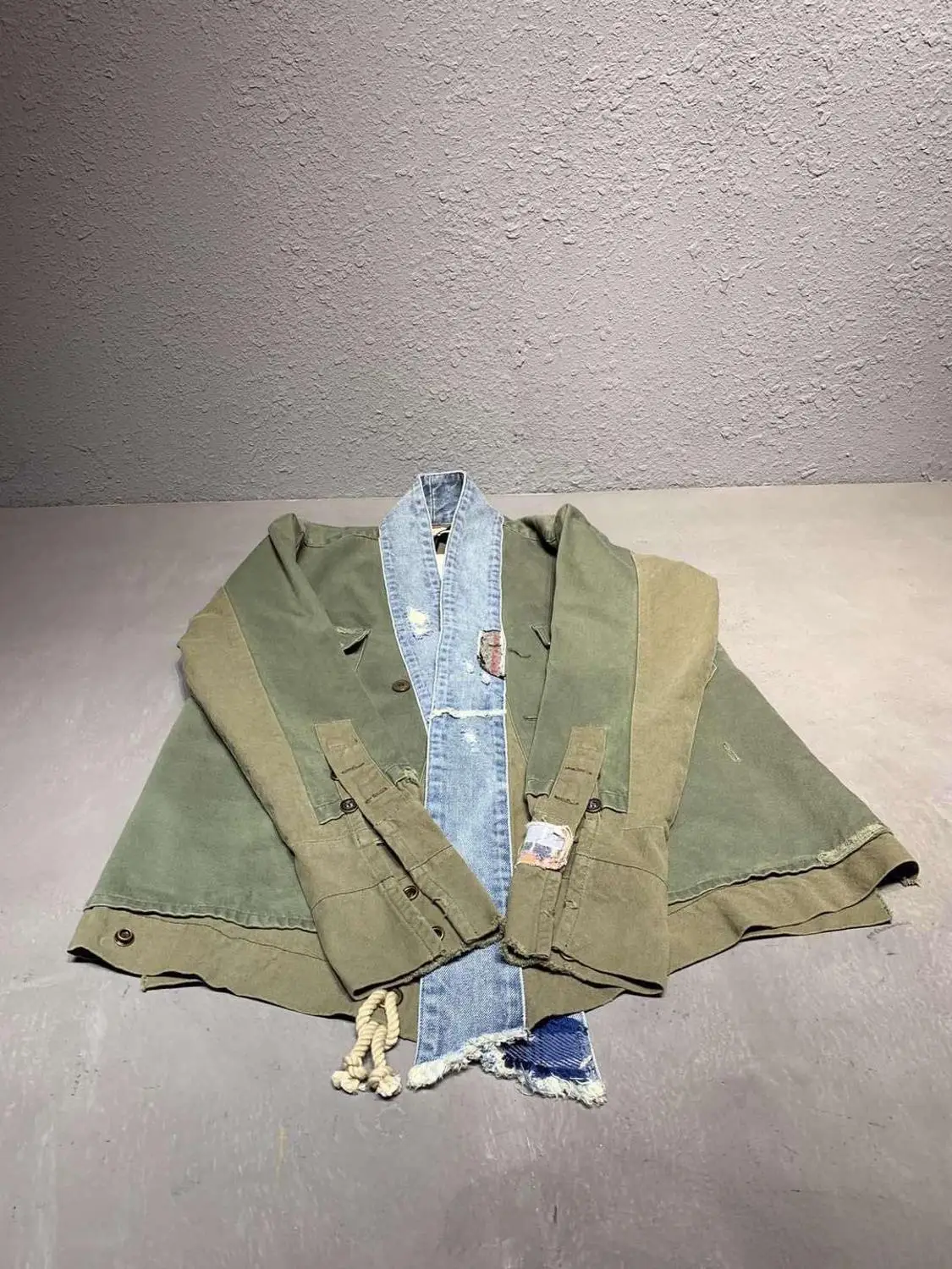 Мужской джинсовый кардиган в стиле пэчворк|Повседневные рубашки| |