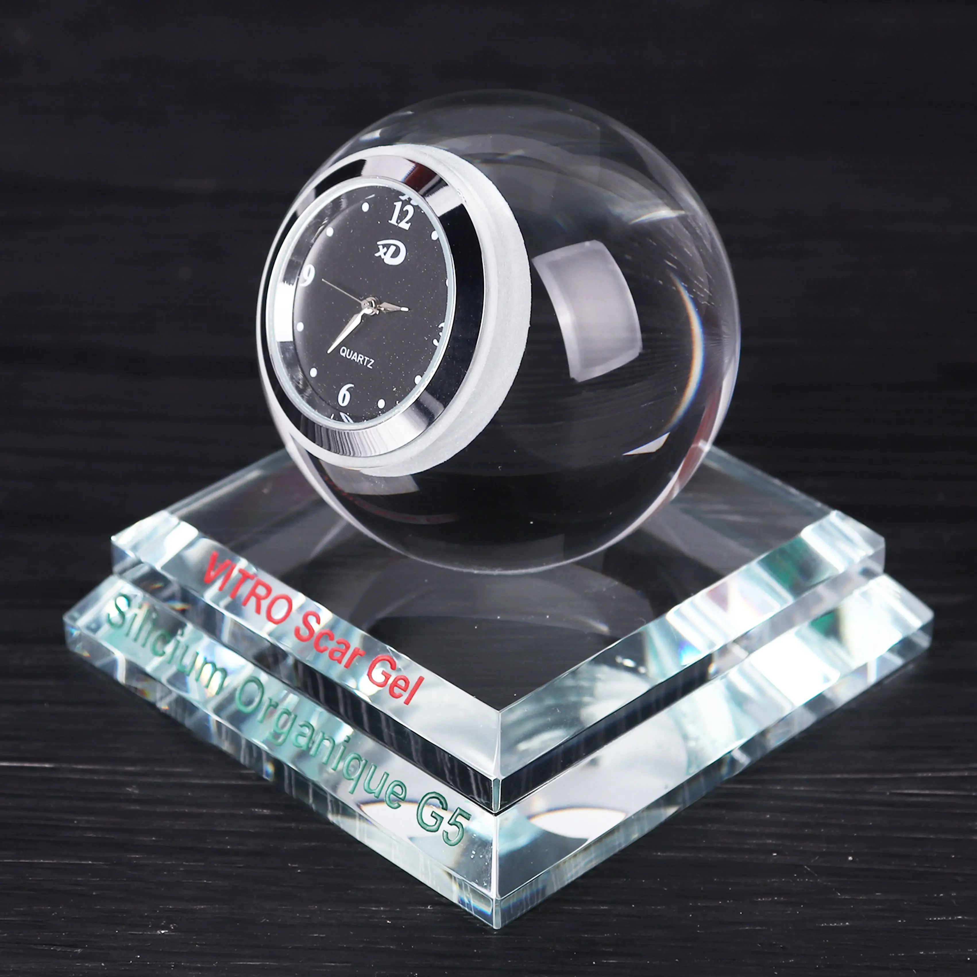 

Crystal Ball Clock Car Ornaments with stand Base