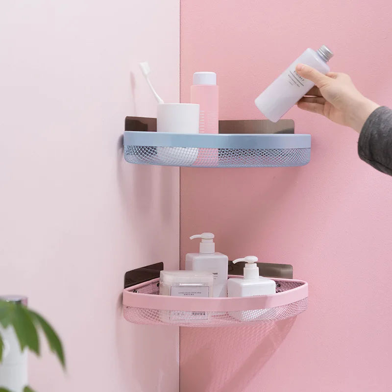Bathroom Shelf Organizer Shower Storage Rack Pink Corner Shelves Wall Mounted Aluminum Toilet Shampoo Holder No Drill | Дом и сад