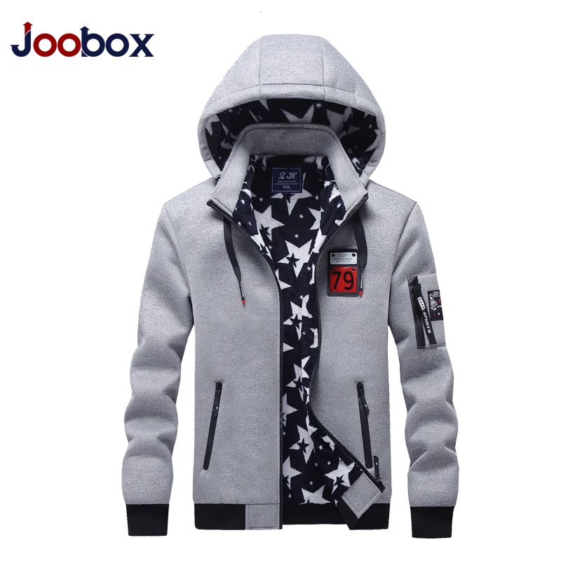 2020 Zipper Men Jackets Autumn Winter Casual Fleece Coats Bomber Jacket Scarf Collar Fashion Hooded Male Outwear Slim Fit Hoody