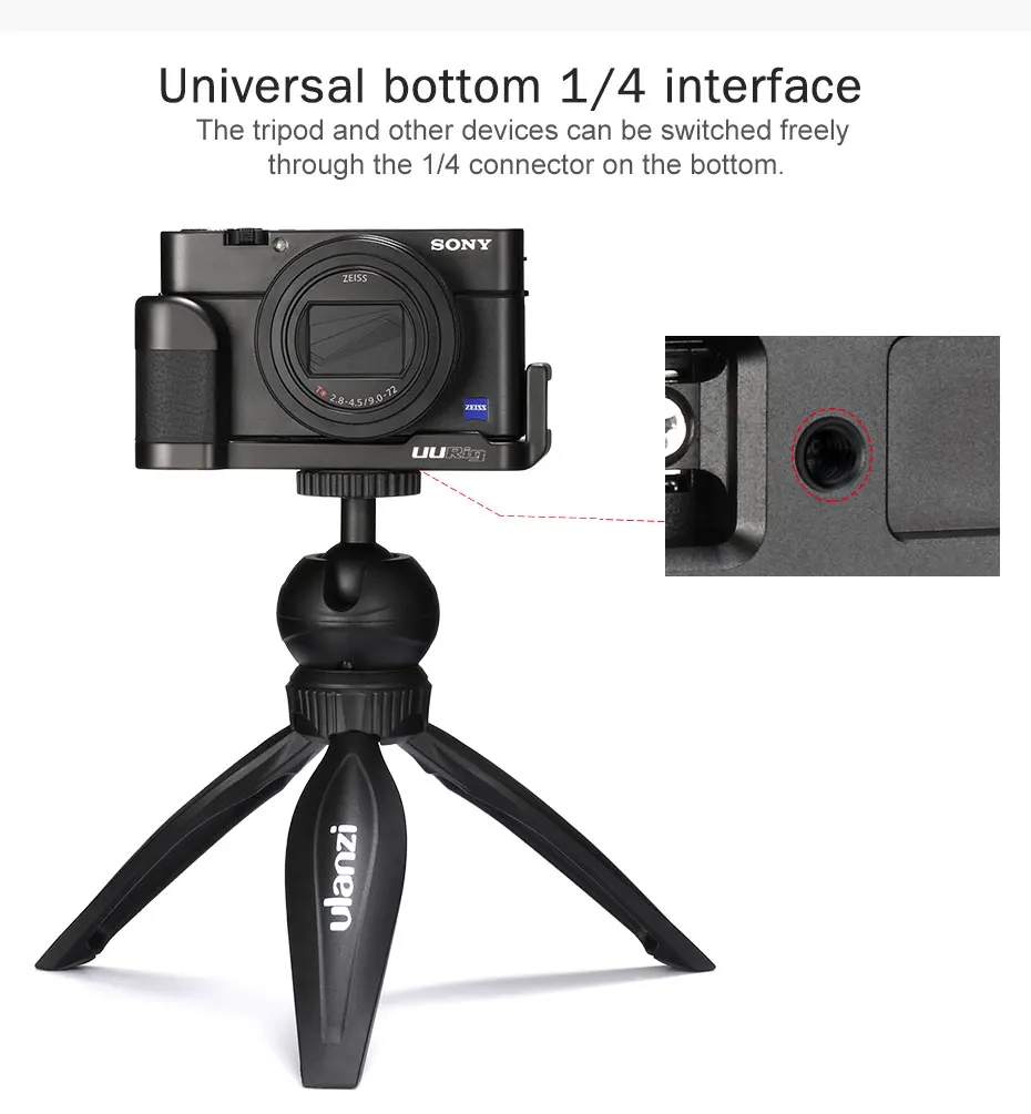 UURig R017 микрофон L Тип рукоятка для камеры sony RX100 VII/M1-M6 алюминиевый L Кронштейн пластина для микрофона светодиодный свет видео