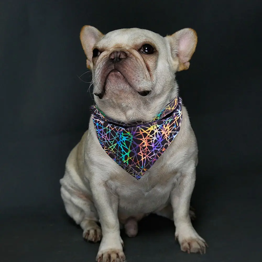 

Symphony Reflective Pet Triangle Headscarf Net Red Technology Sense Colored Night Dog Saliva Towel