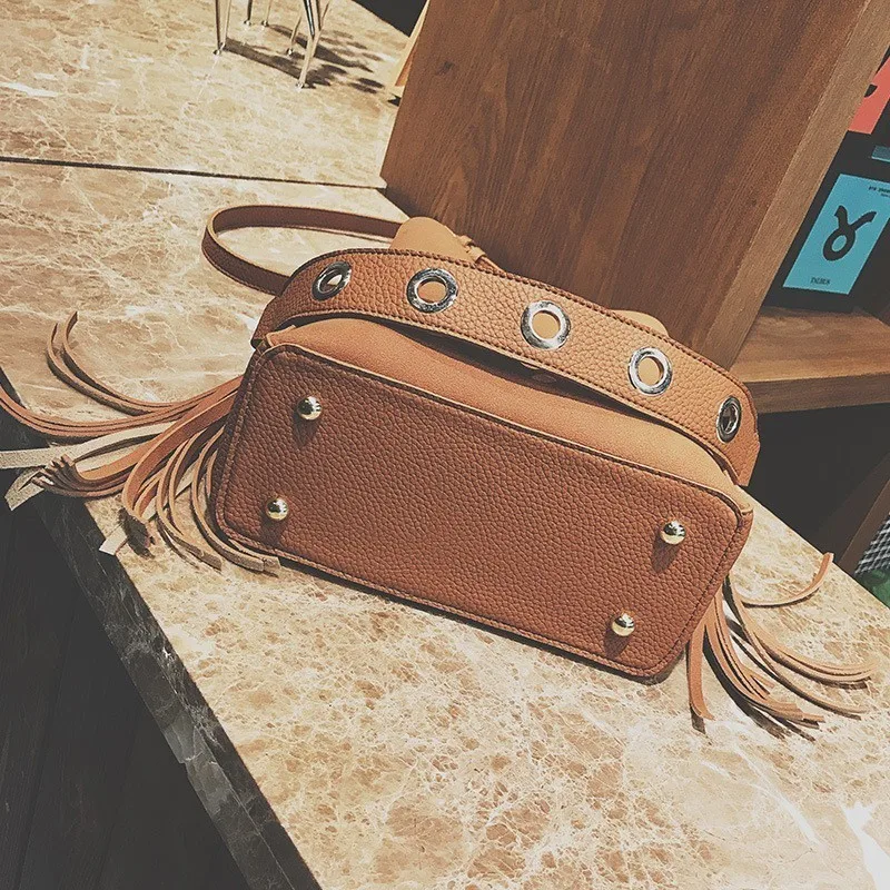 Новая модная женская сумка-ведро винтажная сумка-мессенджер с кисточками