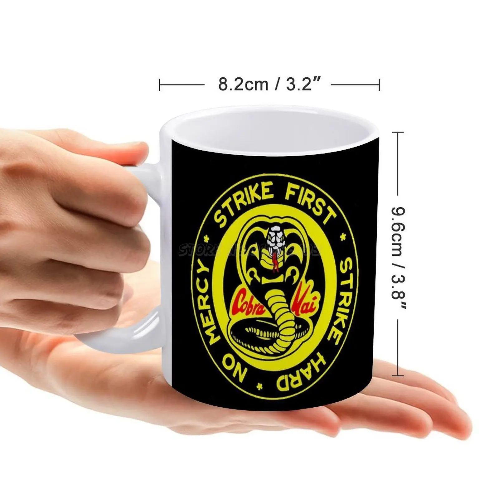Керамическая кружка Kai White объемом 11 унций с забавным надписью "Strike First Hard No Mercy Har on". Уникальный подарок для кофе/чая/какао.