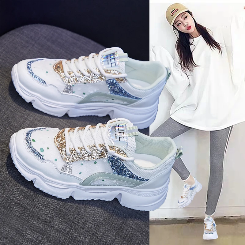 

New Women White Sport Running Increase Shoes Lightweight Outdoor Jogging Women's Breathable Sport Sneakers