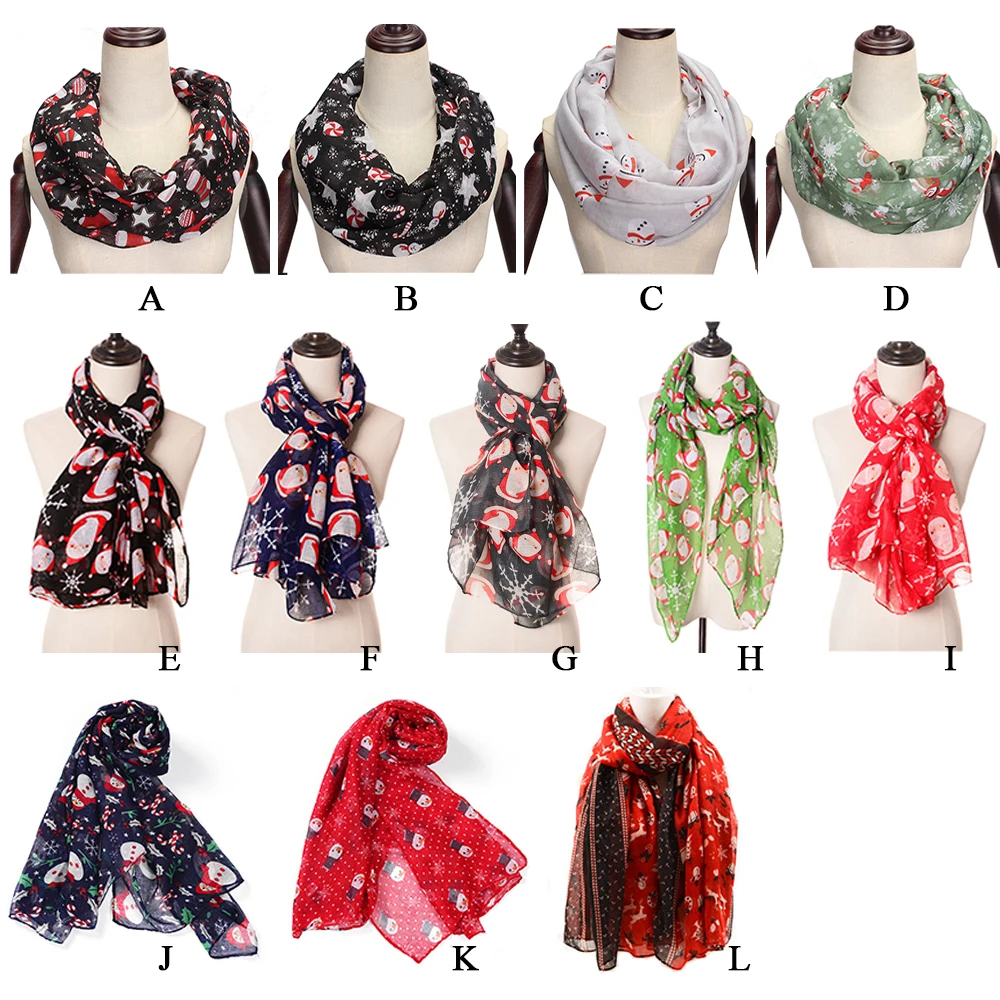 Рождественский женский шарф с Санта-Клаусом снеговиком Солнцезащитный марлевый
