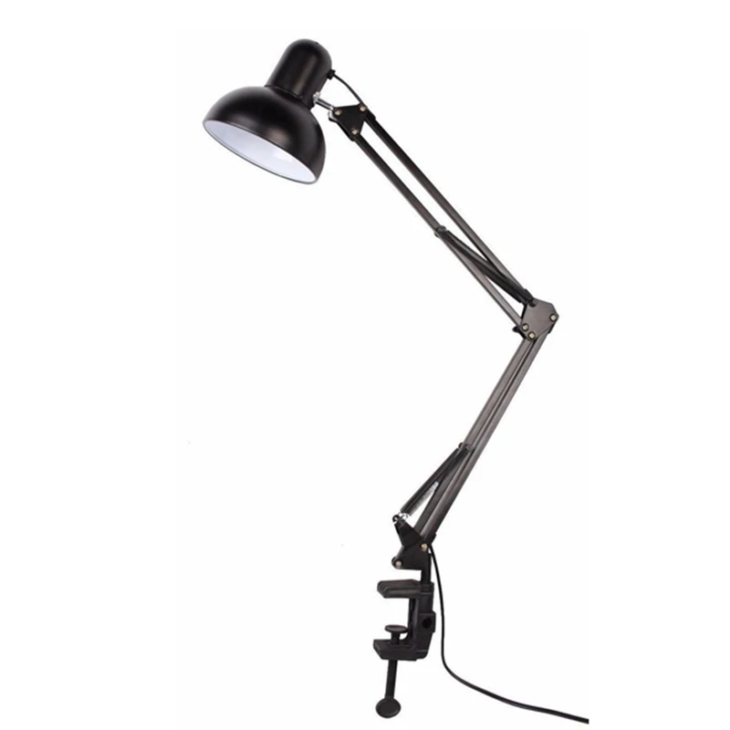 

E27/E26 Led Bulb Lamps Table Black Desk Light AC85-265V Flexible Swing Arm Clamp Mount Lamp Office Studio Home Desk Lamps MJ1007